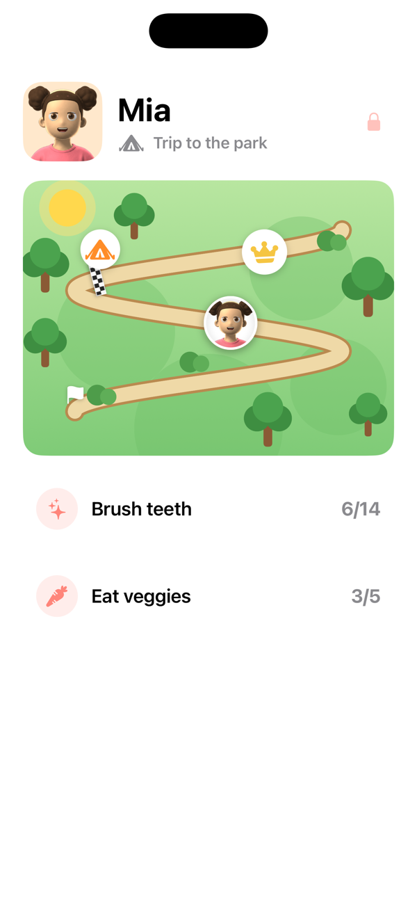 Kid Mode: a large, simplified screen a child can use themselves